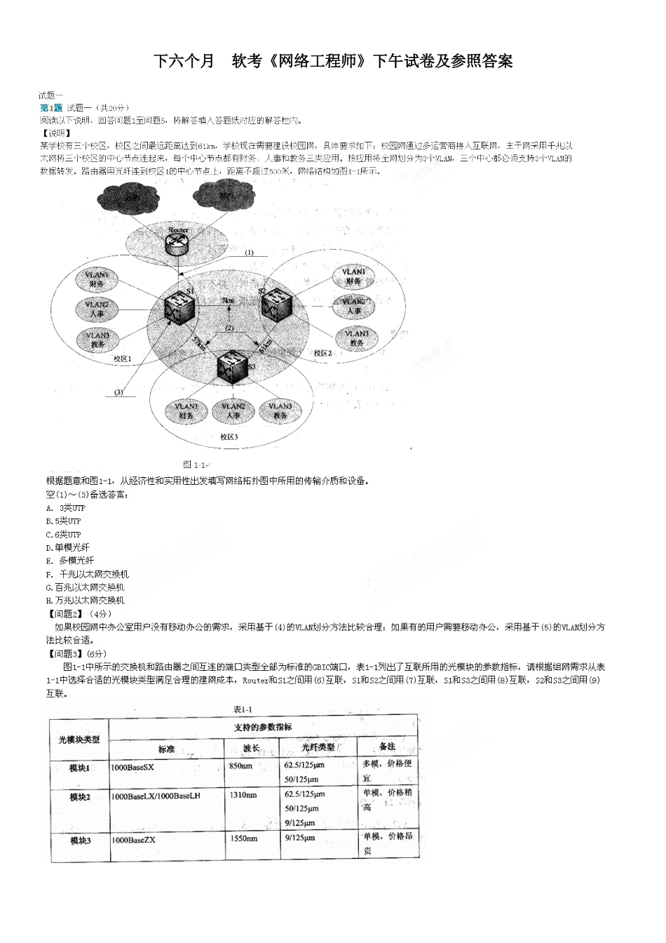 2025年下半年网络工程师下午题带答案_第1页
