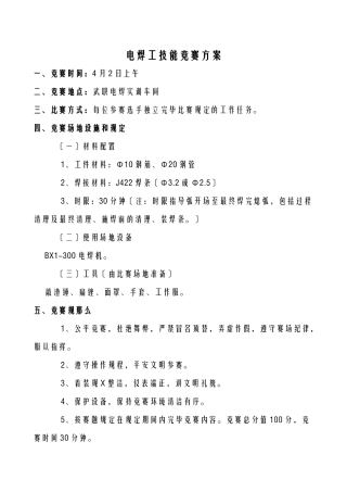 2025年电焊工技能竞赛方案