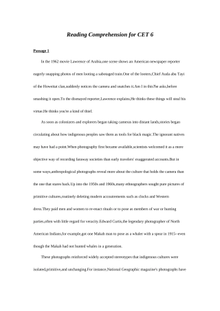 2025年大学英语六级阅读理解及答案