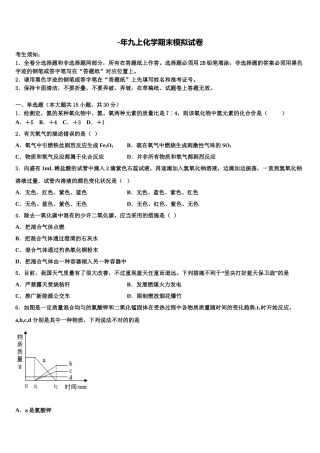 2025年河北省石家庄市28中学教育集团九年级化学第一学期期末学业水平测试试题含解析