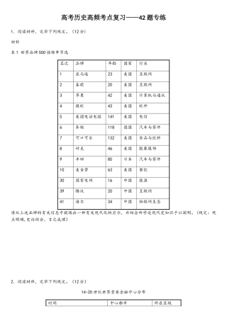 2025年高考历史高频考点复习12分大题