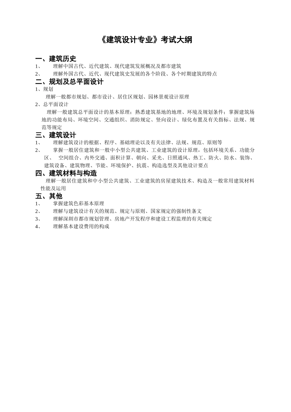 2025年建筑设计专业考试大纲_第1页