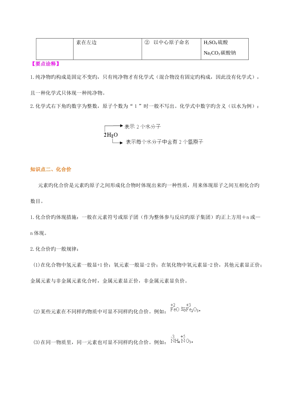 2025年八年级化学式与化合价知识点归纳_第2页