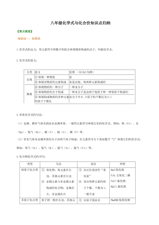 2025年八年级化学式与化合价知识点归纳