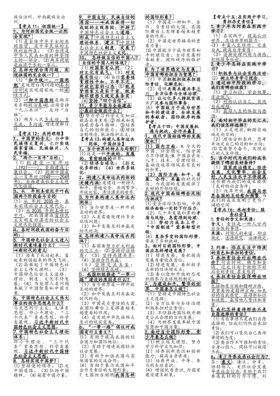 2025年中考道德与法治核心考点黄金_第3页