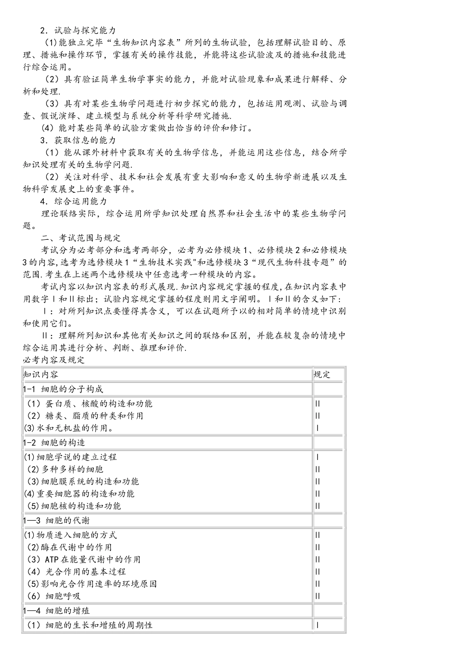 2025年高考生物考试大纲_第2页