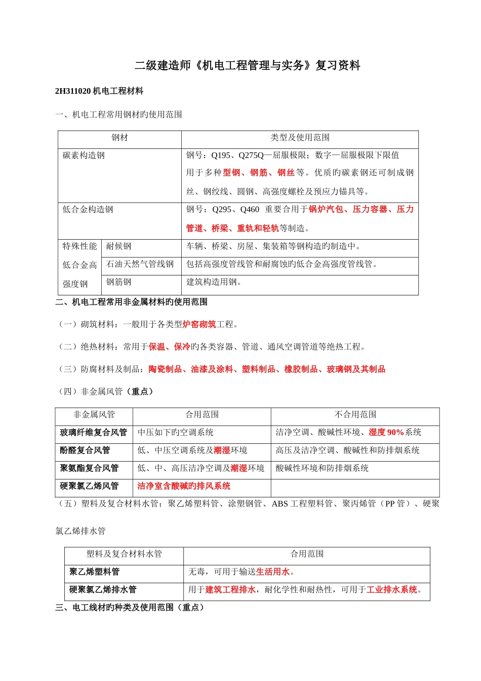 2025年二级建造师机电工程管理与实务复习资料_第1页
