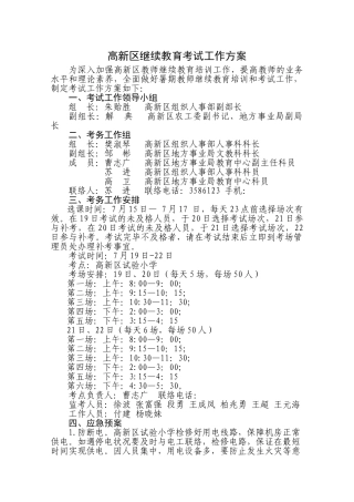 2025年高新区继续教育考试工作方案