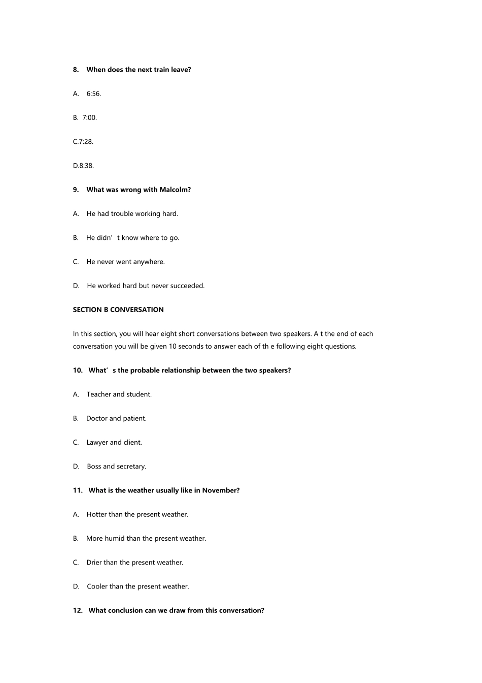 2025年英语专业四级真题试卷及其参考答案_第3页
