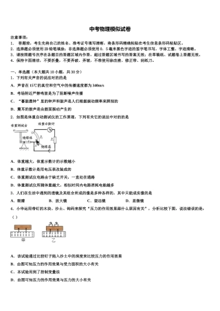 2025年江西省南康区南康八中学毕业升学考试模拟卷物理卷含解析
