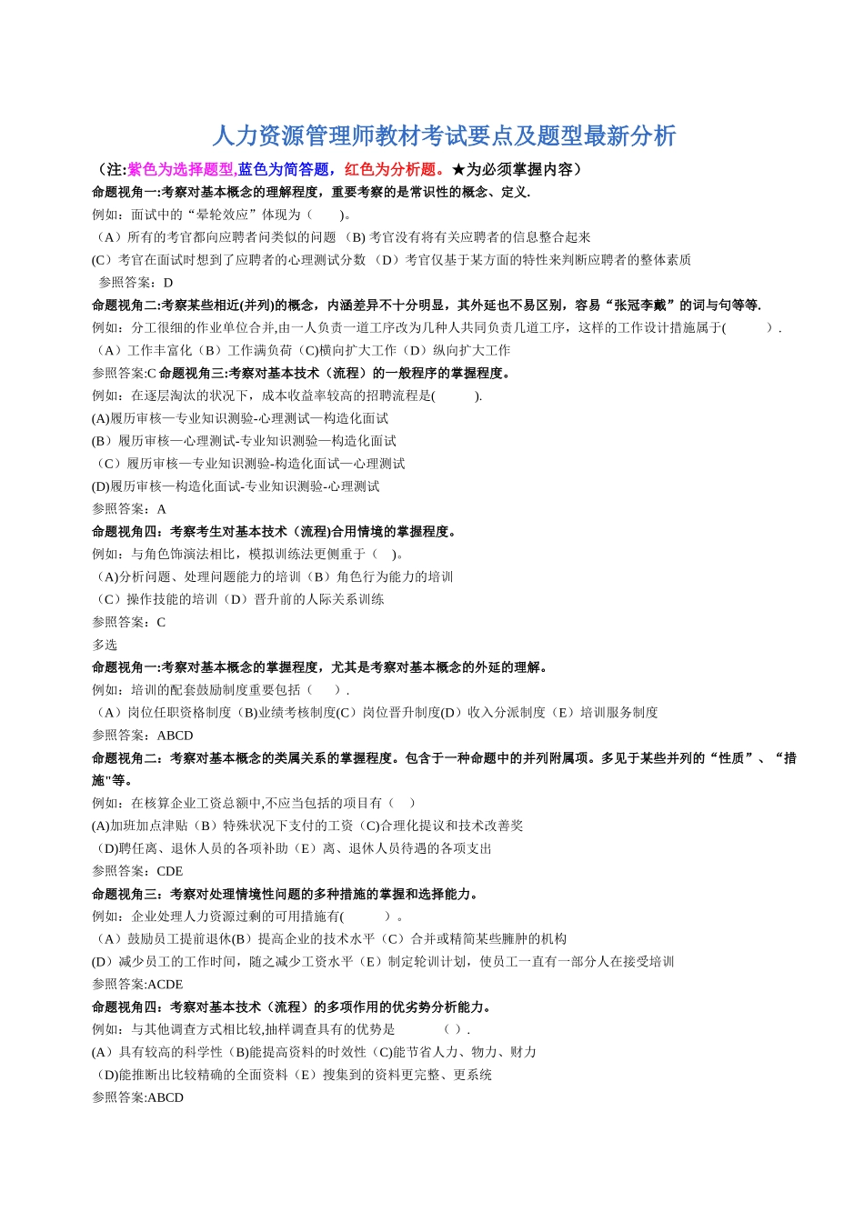 2025年二级人力资源管理师教材考试要点_第1页