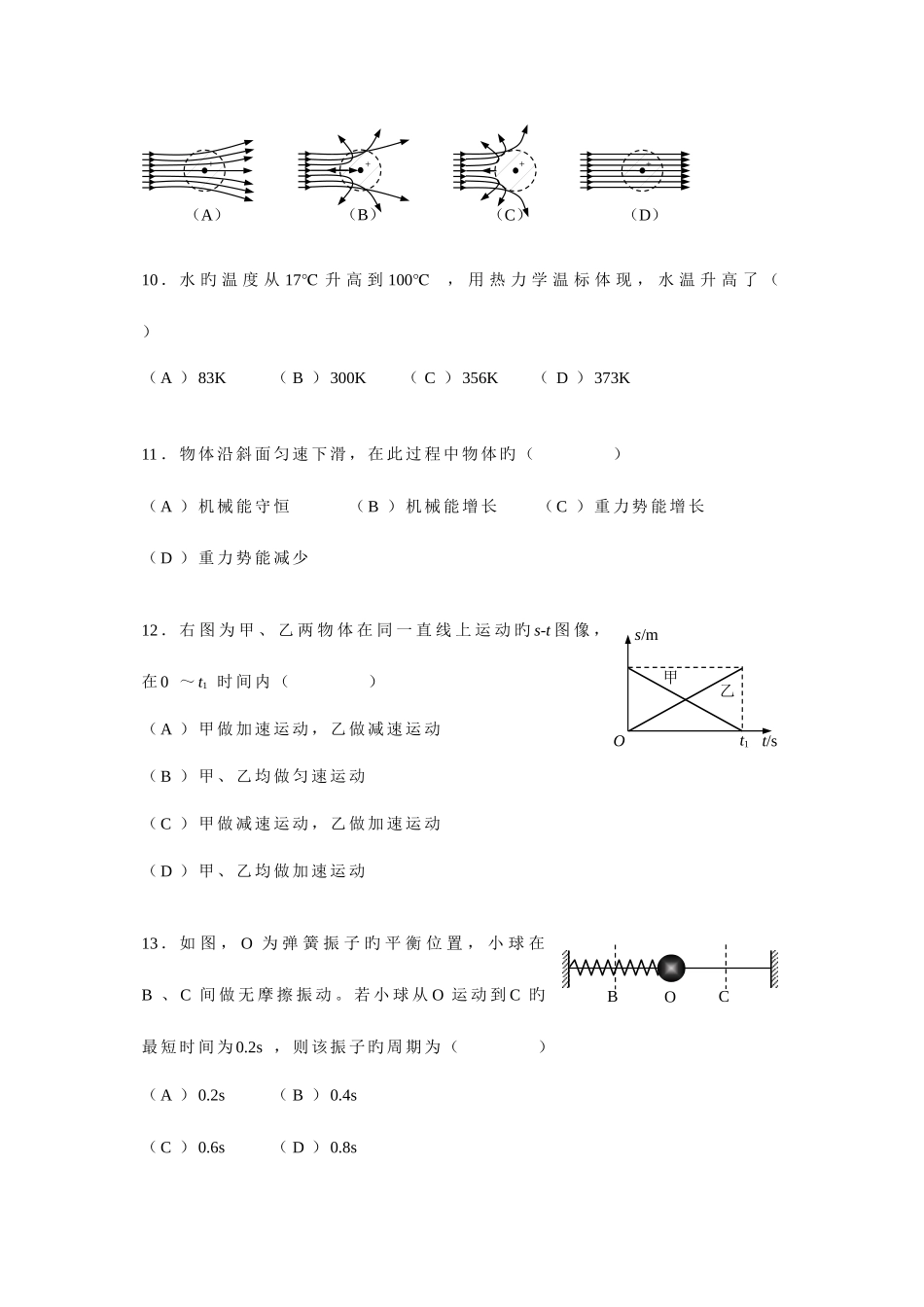 2025年上海市普通高中物理学业水平考试合格性试卷补考_第3页