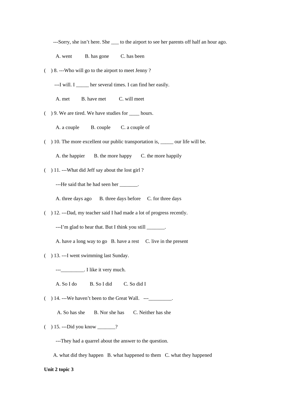 2025年仁爱版九年级上册英语全册评价作业_第3页