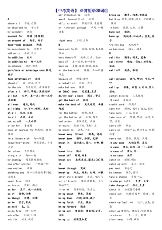 2025年中考英语必背短语和词组打印整理版