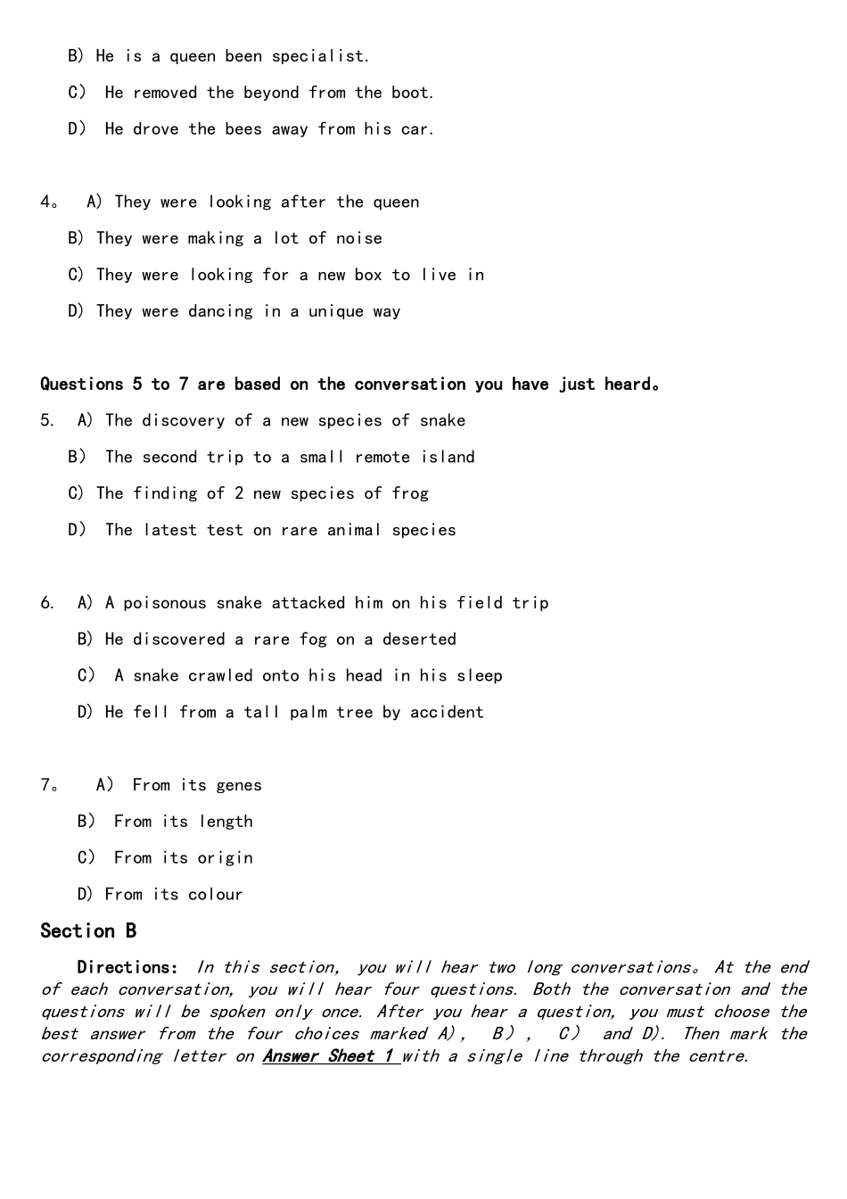 2025年大学英语四级真题试卷及答案_第2页