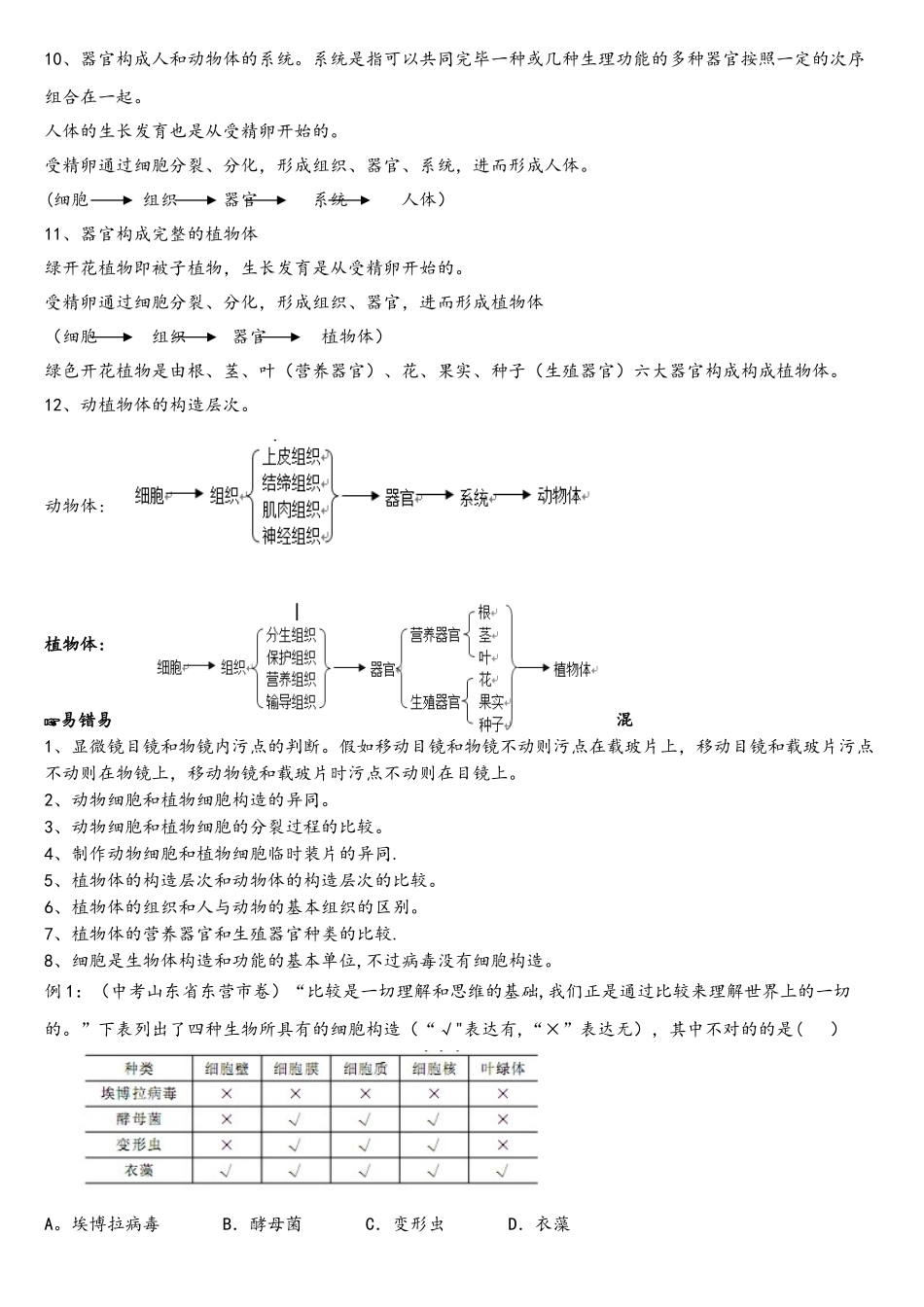 2025年三年中考一年模拟中考生物真题专题高效训练课题2生物和细胞含解析_第3页