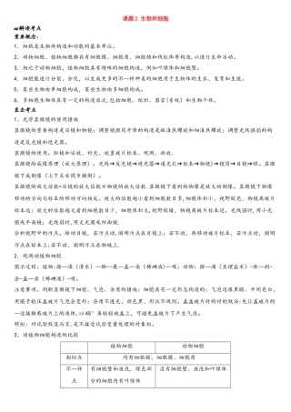 2025年三年中考一年模拟中考生物真题专题高效训练课题2生物和细胞含解析