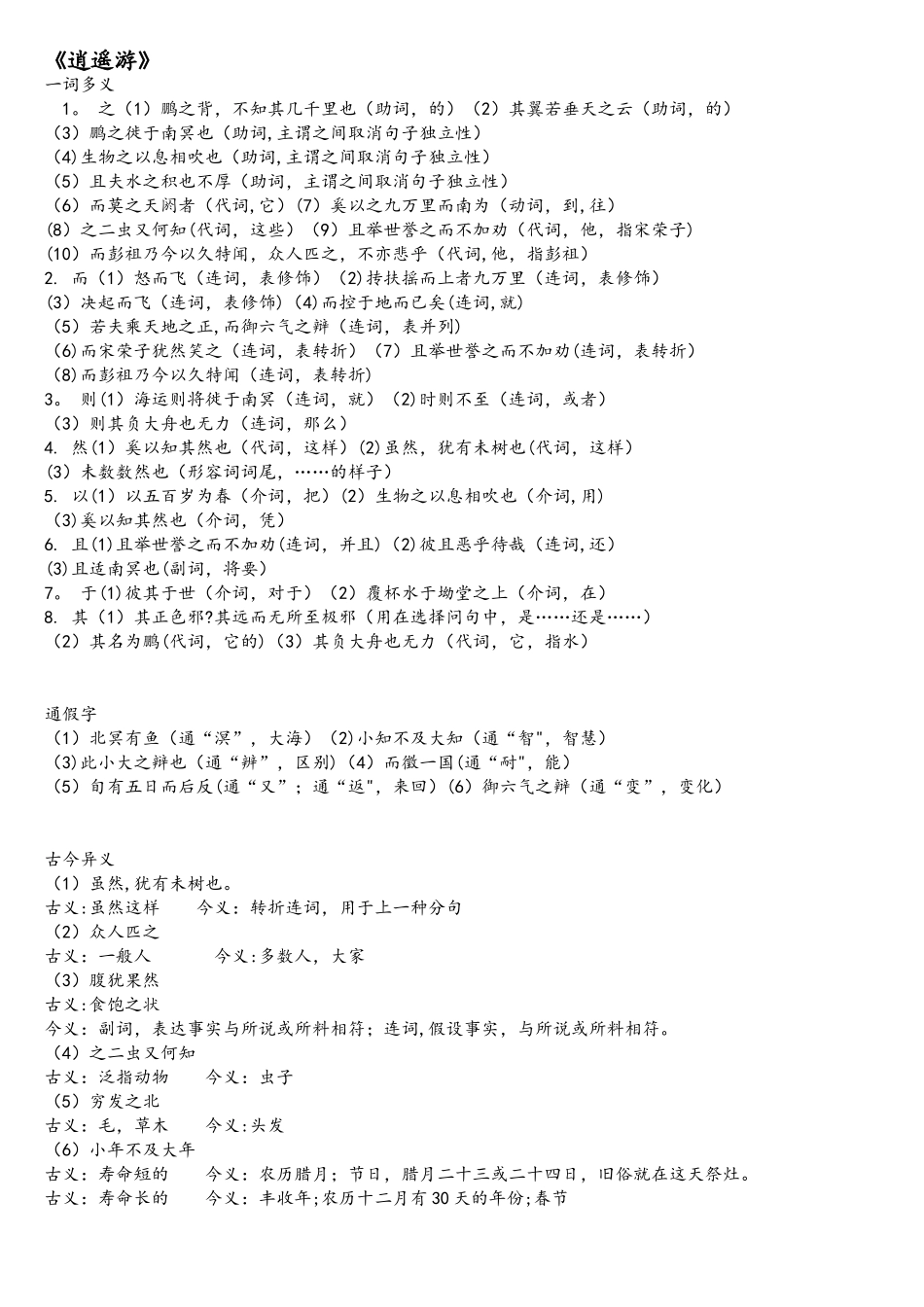 2025年逍遥游知识点总结_第1页