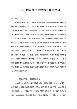 广东广播电视台融媒体工作室材料