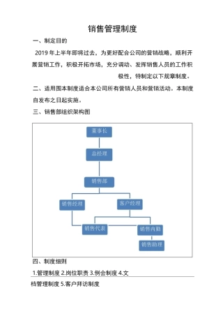 生产型企业销售管理制度汇编