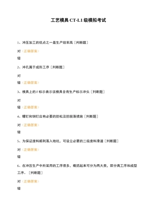 工艺模具CT-L1级模拟考试