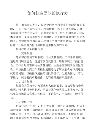 如何打造团队的执行力