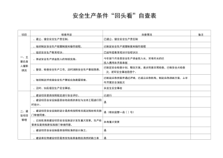 安全生产条件“回头看”自查表
