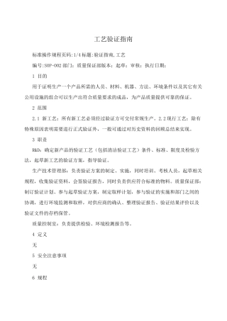 工艺验证指南