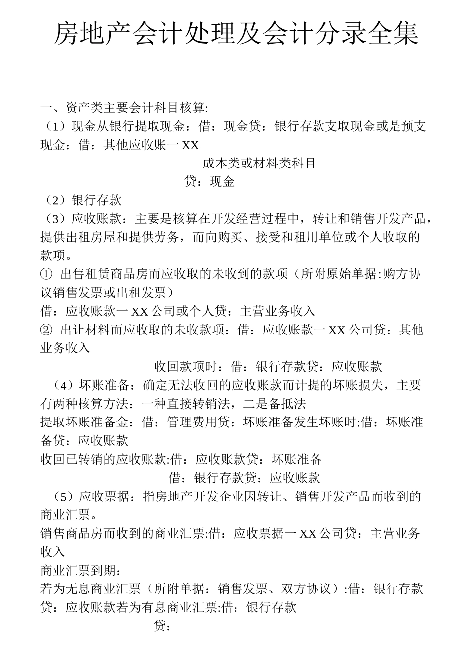房地产会计处理及会计分录_第1页
