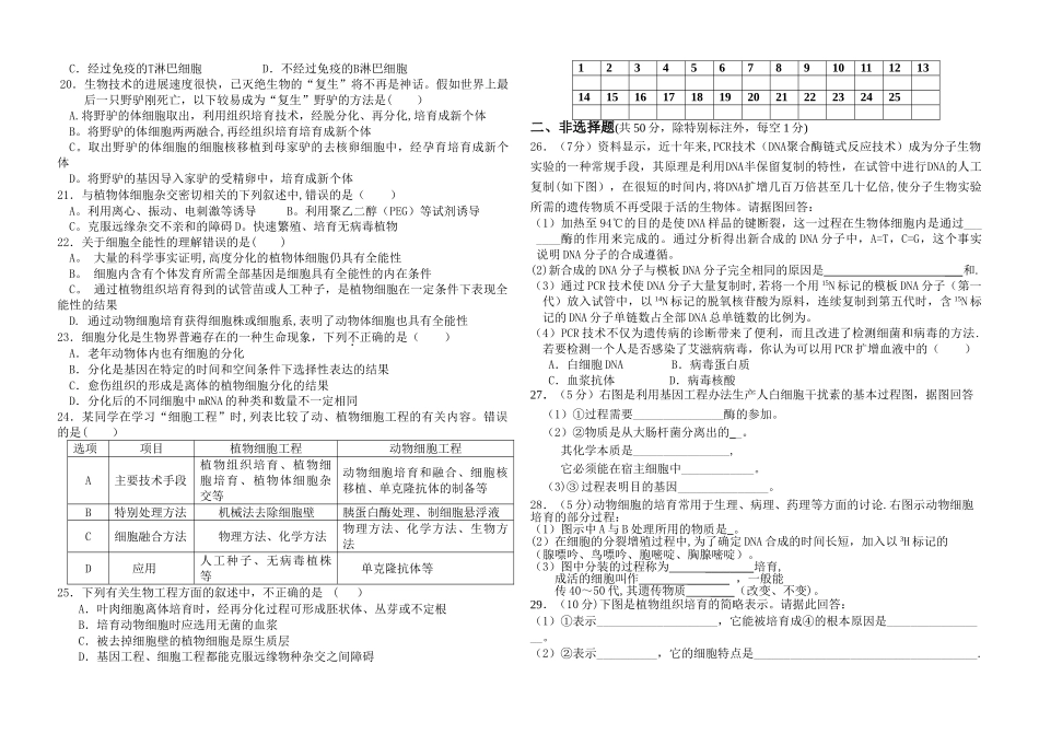 基因工程和细胞工程测试题_第2页