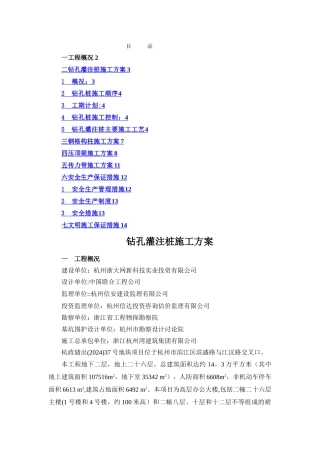 基坑围护钻孔灌注桩专项施工方案
