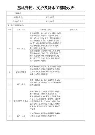 基坑开挖、支护及降水工程验收表