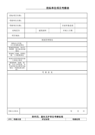 基坑支护单位考察表