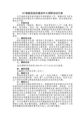 基层组织建设年大调研活动方案
