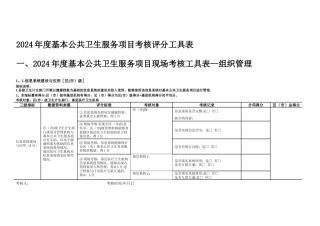 基本公共卫生考核评分工具表
