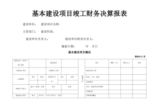 基本建设项目竣工财务决算报表