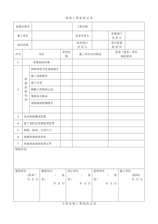 基础工程验收记录