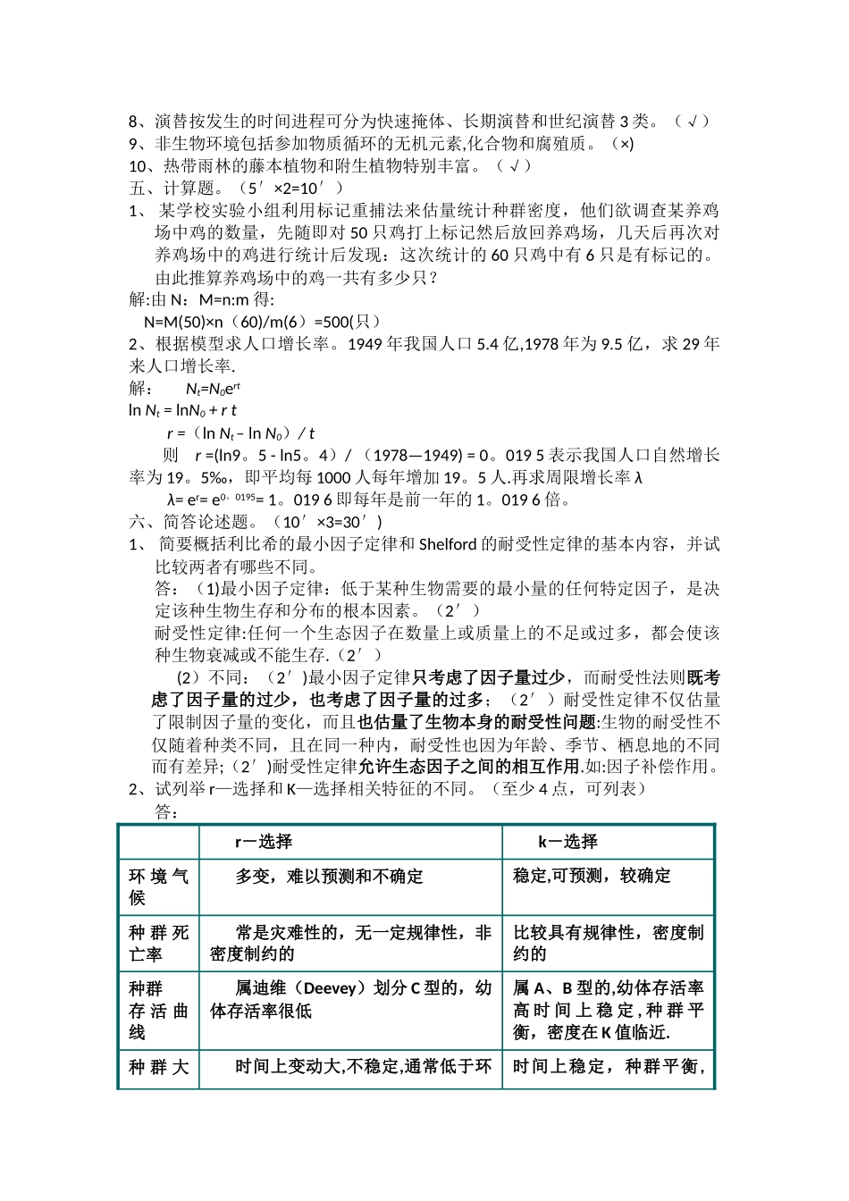 基础生态学期末试卷_第2页