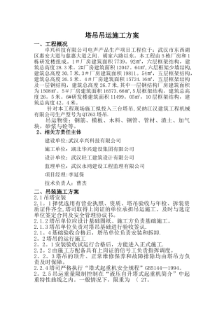 塔吊吊运施工方案