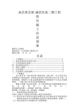 塔吊施工应急预案