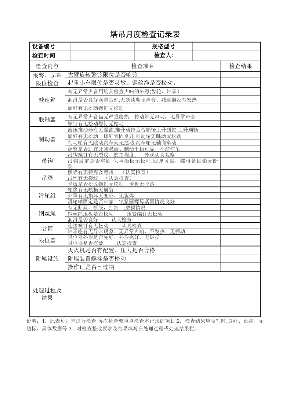 塔吊月检记录表_第1页