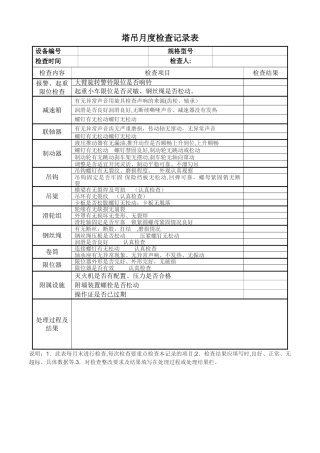 塔吊月检记录表