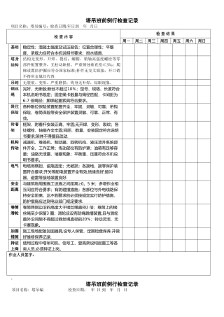 塔吊每日检查表