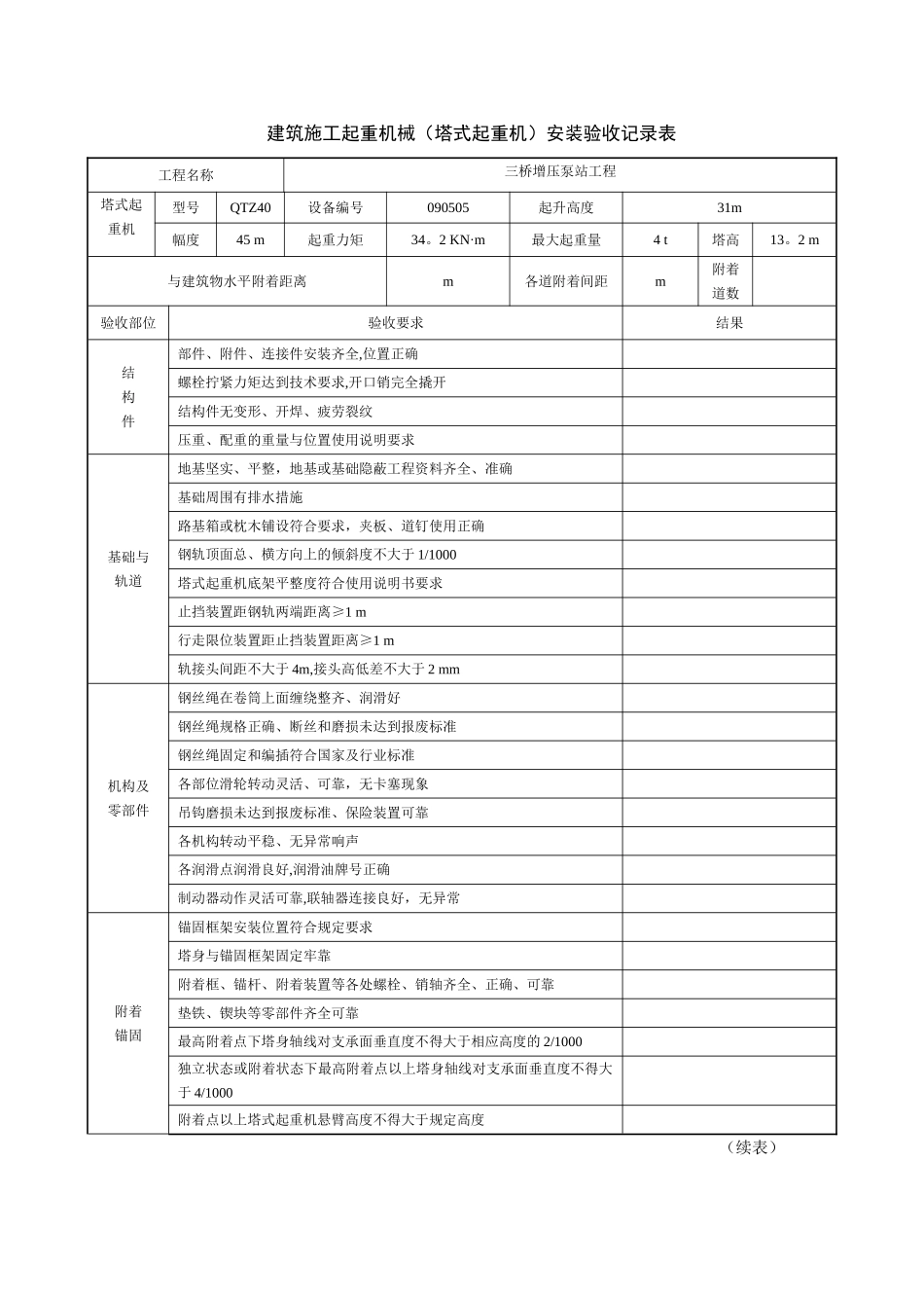 塔式起重机安装验收记录表_第1页