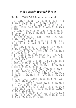 声母加韵母组合词语表格大全