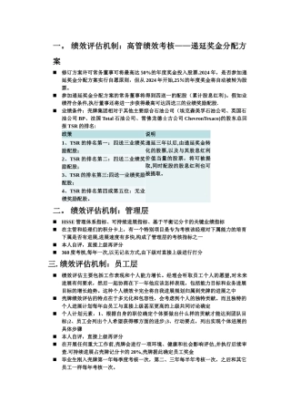 壳牌石油高层、管理层、员工绩效评估机制