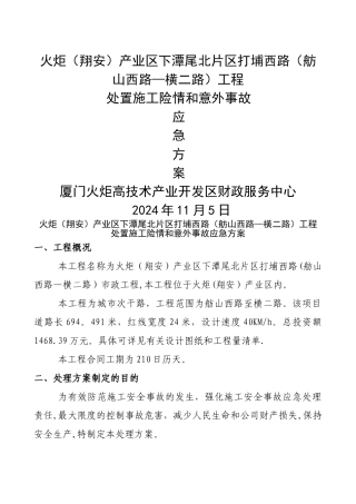 处置施工险情和意外事故应急方案