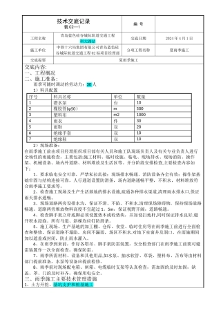 夏、雨季施工技术交底