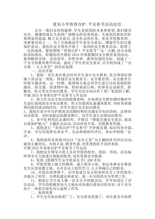夏宋小学青春自护、平安春节活动总结