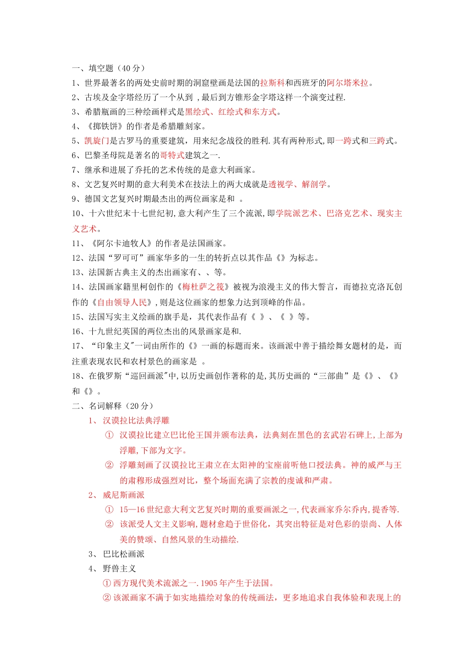 外国美术史-复习提纲--大学期末考试简单试题总结_第3页